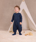 Sleep Suit Long Sleeve 1.5 TOG Cotton Fleece Navy Twinkle Embroidery