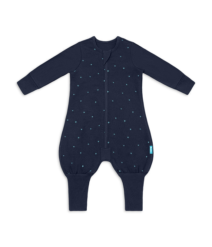 Sleep Suit Long Sleeve 1.5 TOG Cotton Fleece Navy Twinkle Embroidery
