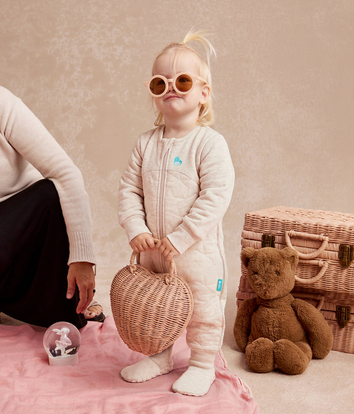 Sleep Suit Long Sleeve 2.5 TOG Quilted Cotton Oatmeal Marl Starturn Quilted