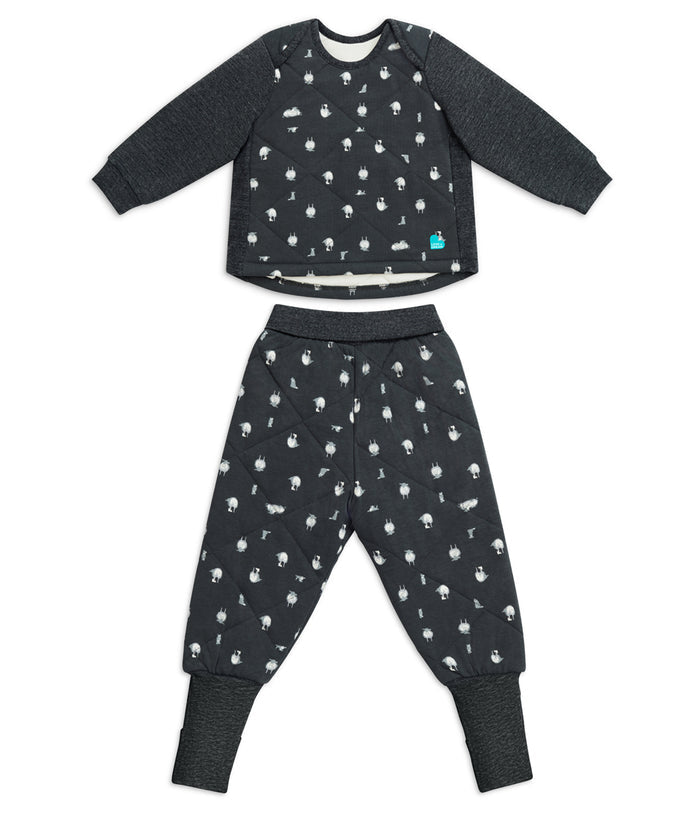Sleep Suit Long Sleeve Two-Piece 2.5 TOG Organic Cotton/Merino Wool Charcoal Lamb's Best Friend