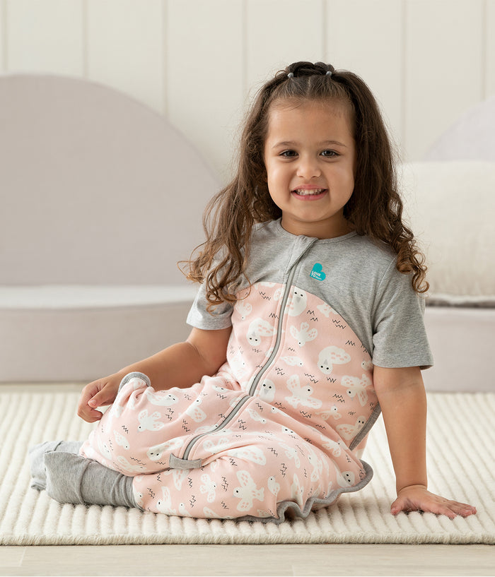 Sleep Suit Short Sleeve 1.0 TOG Organic Cotton Rose Doves