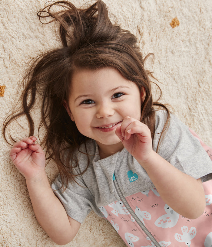 Sleep Suit Short Sleeve 1.0 TOG Organic Cotton Rose Doves