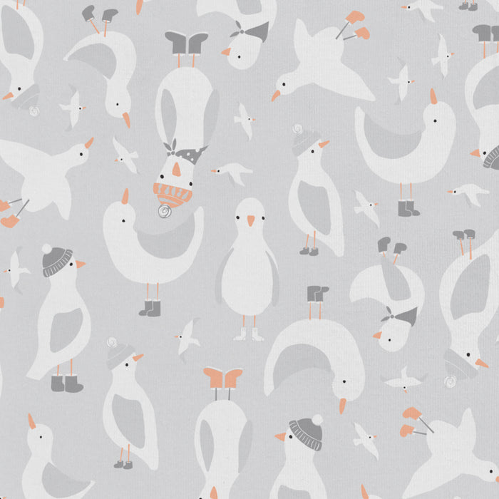 Sleep Suit Sleeveless 0.2 TOG Organic Cotton Grey Seagulls