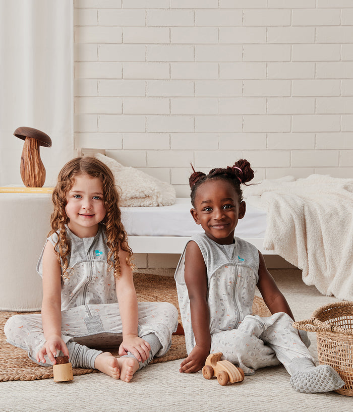 Sleep Suit Sleeveless 0.2 TOG Organic Cotton Grey Seagulls