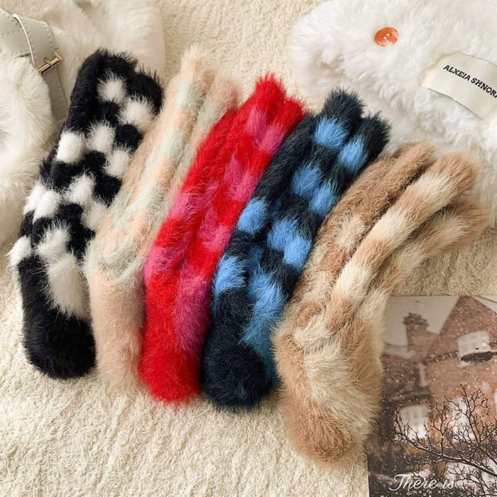 Striped Plush Socks Women Winter Thick Warm_CWMS02855: BLACK / (OS) 5