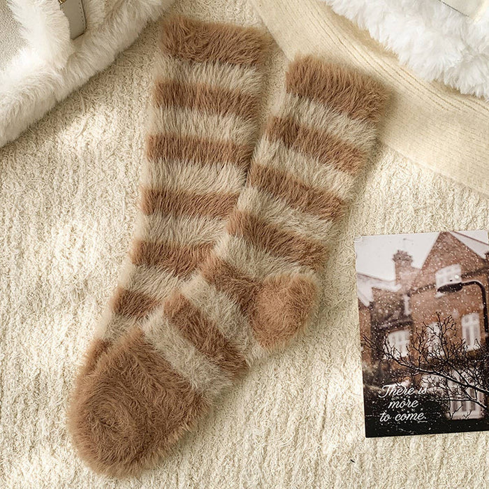 Striped Plush Socks Women Winter Thick Warm_CWMS02855: BLACK / (OS) 5