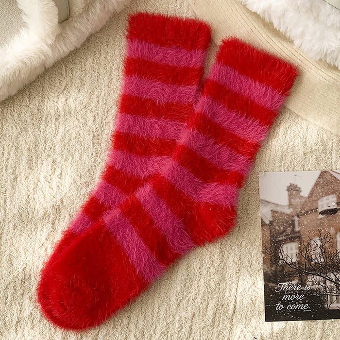 Striped Plush Socks Women Winter Thick Warm_CWMS02855: BLACK / (OS) 5