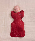 Swaddle Up™ 1.5 TOG Cotton Fleece Maroon Hearts Embroidery
