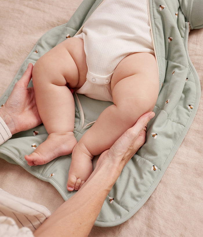 Swaddle Up™ 2-in-1 Early Roller Transition Bag 2.5 TOG Cotton Olive Bees