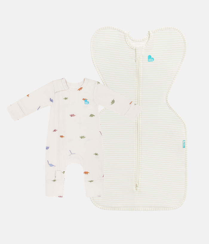 Swaddle Up & Romper Bundle | 0.2 TOG | Bamboo | Breton Stripe | Dino Snore