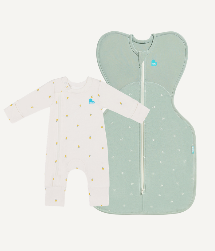Swaddle Up & Romper Bundle | 1.5 TOG | Bamboo | Olive Twigs | Cream Lemons