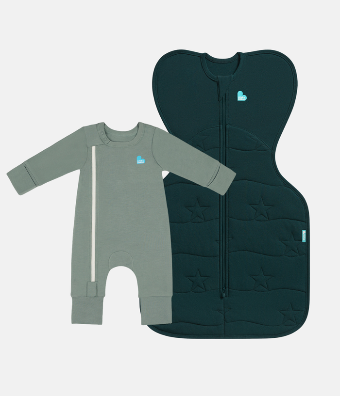Swaddle Up & Romper Bundle | 3.5 TOG | Bamboo | Forest | Deep Olive