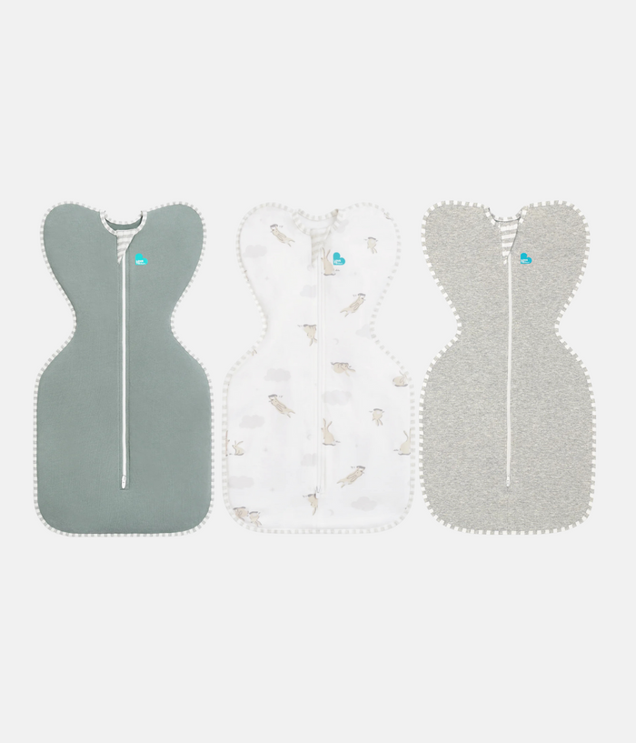 Swaddle Up™ Starter Bundle 1.0 TOG Deep Olive Cloud Bunnies Grey