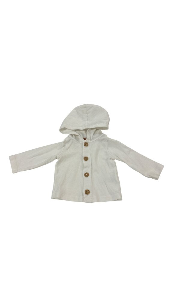 Sweater: White Hood Butto