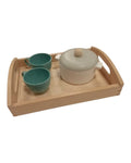 Tea tray with ceramic container & 2 cups