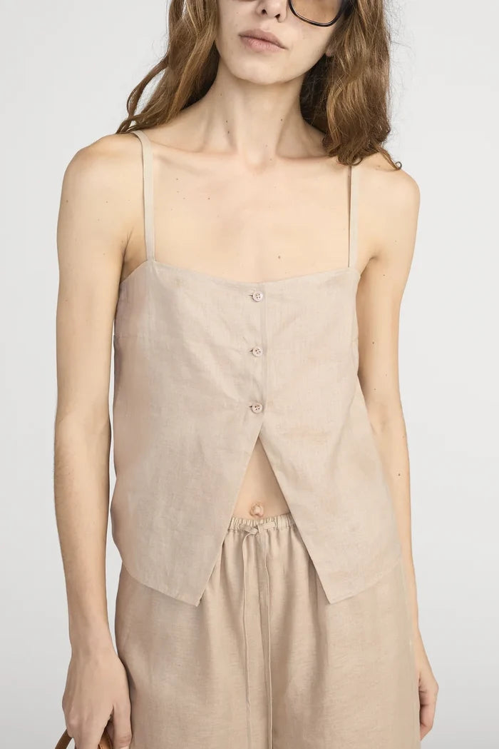 The Linen Button Cami T-Shirts & Tanks FRAME