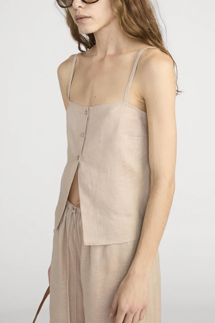 The Linen Button Cami T-Shirts & Tanks FRAME