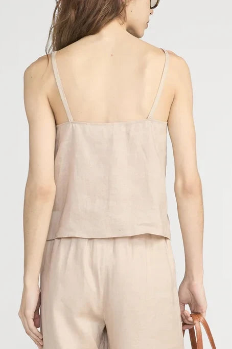 The Linen Button Cami T-Shirts & Tanks FRAME
