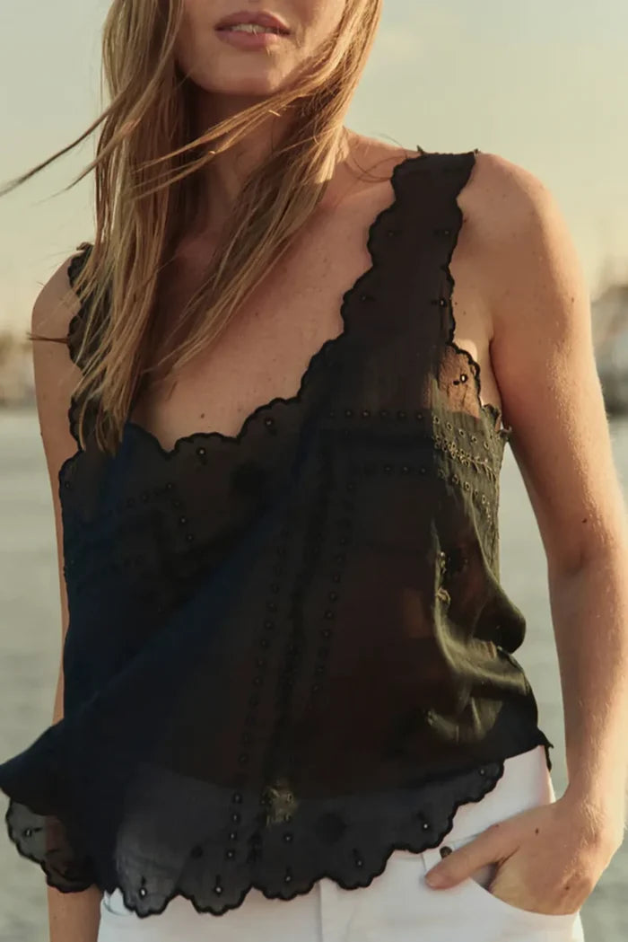 The Scalloped Eyelet Tank Tops The Great