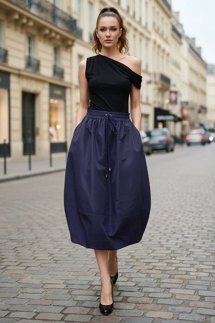 Tulip Midi Skirt: Black