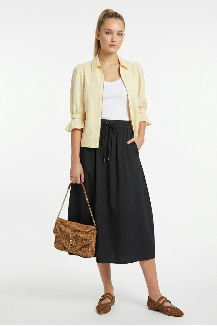 Tulip Midi Skirt: NAVY