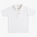 Varsity Polo - 100% GOTS Certified Organic Cotton Piqué - White - Kids - Made in Canada - mini mioche