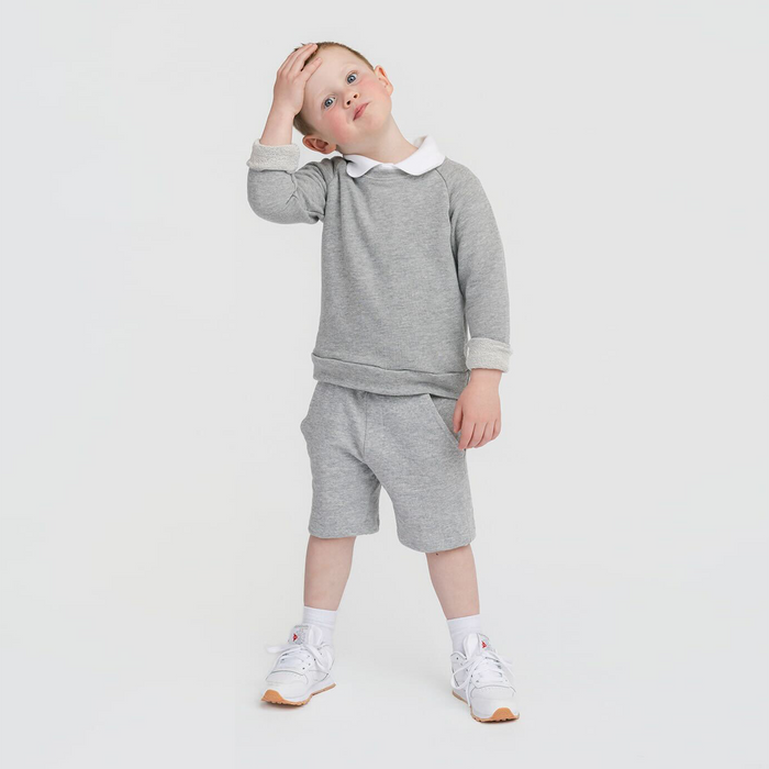 Varsity Polo - 100% GOTS Certified Organic Cotton Piqué - White - Kids - Made in Canada - mini mioche