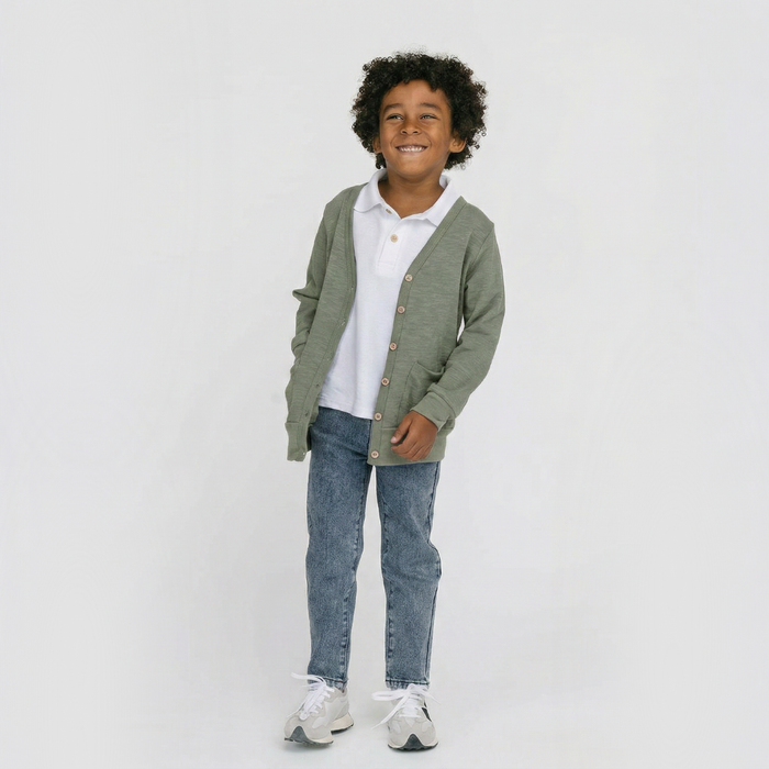 Varsity Polo - 100% GOTS Certified Organic Cotton Piqué - White - Kids - Made in Canada - mini mioche