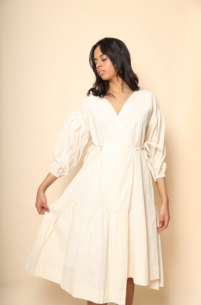 Veena Wrap Dress in Raw