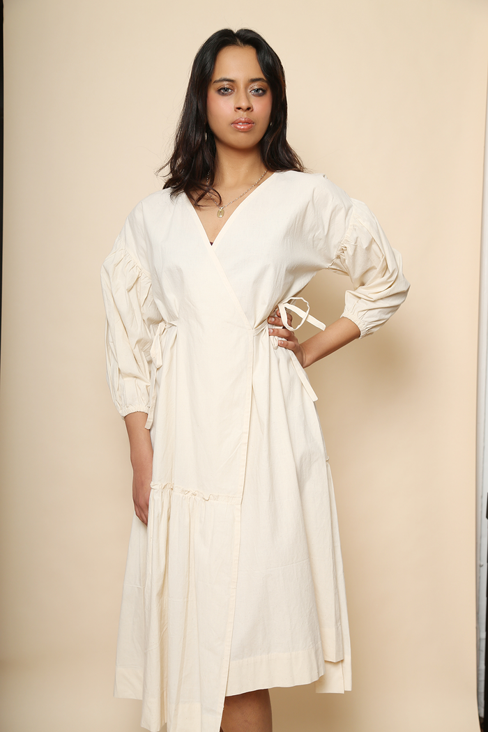 Veena Wrap Dress in Raw