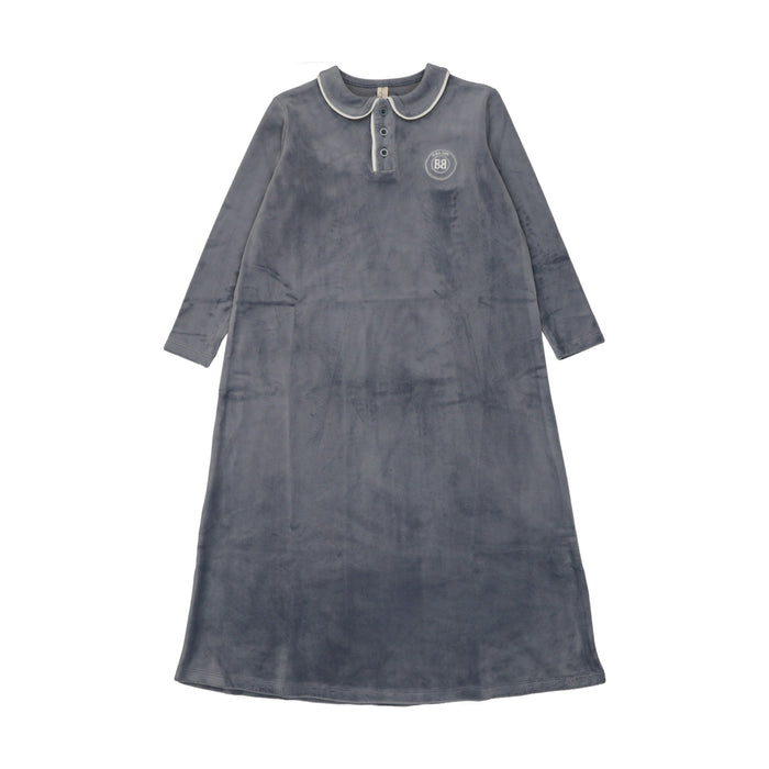 Velour Collar Emblem Nightgown - Long