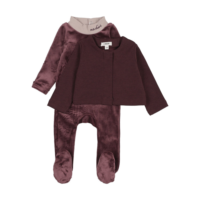 Velour Mon Cherie Footie W/ Cardigan