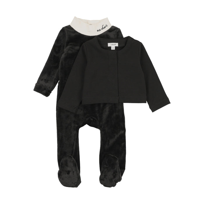Velour Mon Cherie Footie W/ Cardigan