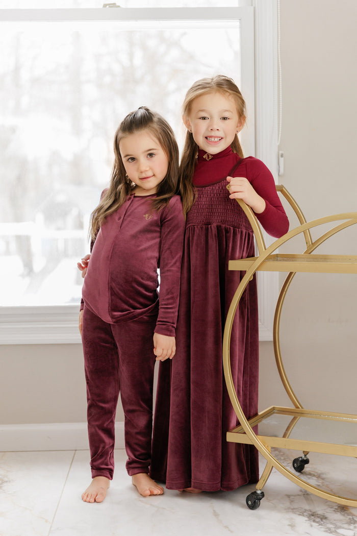 Velour Smocked Jumper W/ Mock Neck