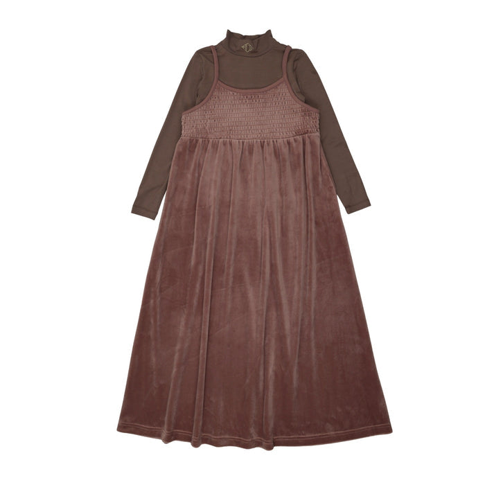 Velour Smocked Jumper W/ Mock Neck