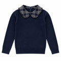 Velvet Plaid Knit Peter Pan Collar Top