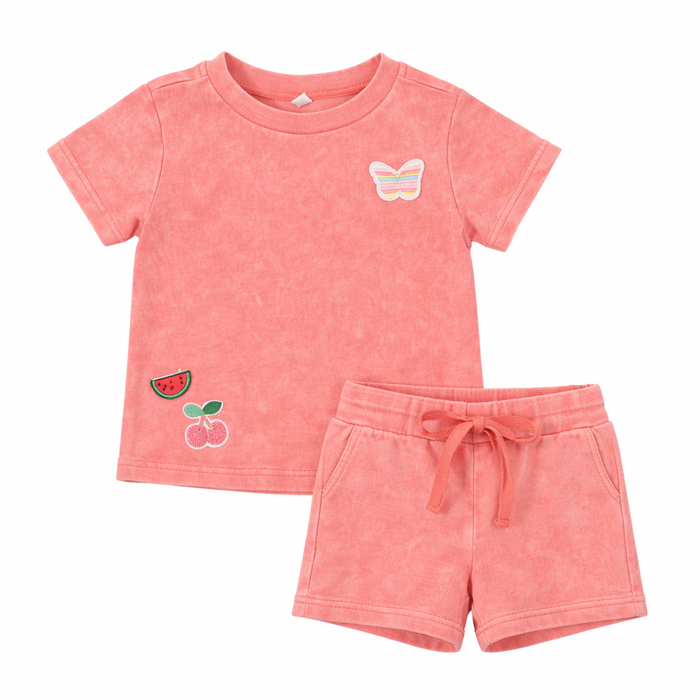 Washed Patch Shorts Set girls