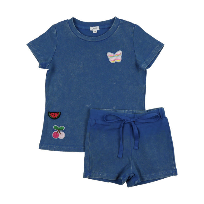 Washed Patch Shorts Set girls