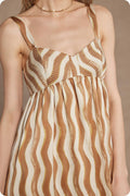 Wavy Striped Satin Midi Dress