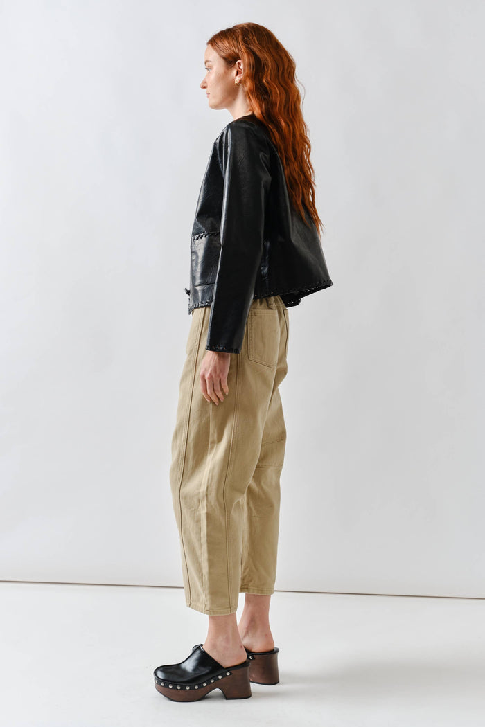 Whipstitch Faux Leater Jacket