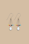 White Petal Earrings with Multi Fringe