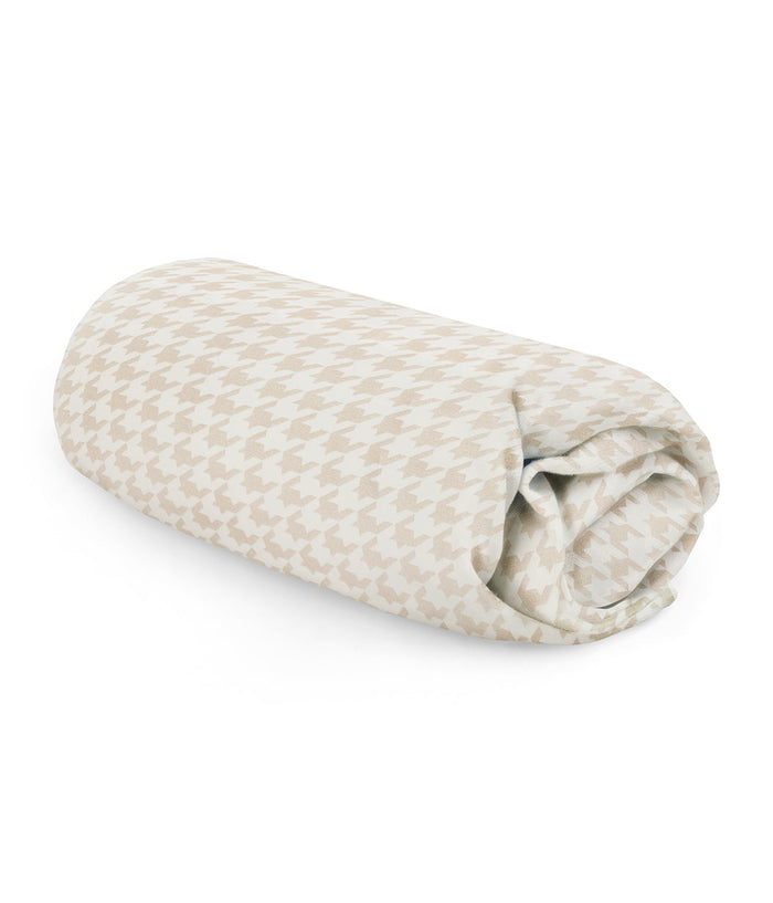 HushDry™ 2-in-1 Waterproof Fitted Cot Sheet Viscose from Bamboo Tan Houndstooth