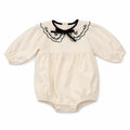 Winter White Embroidered Girls Romper