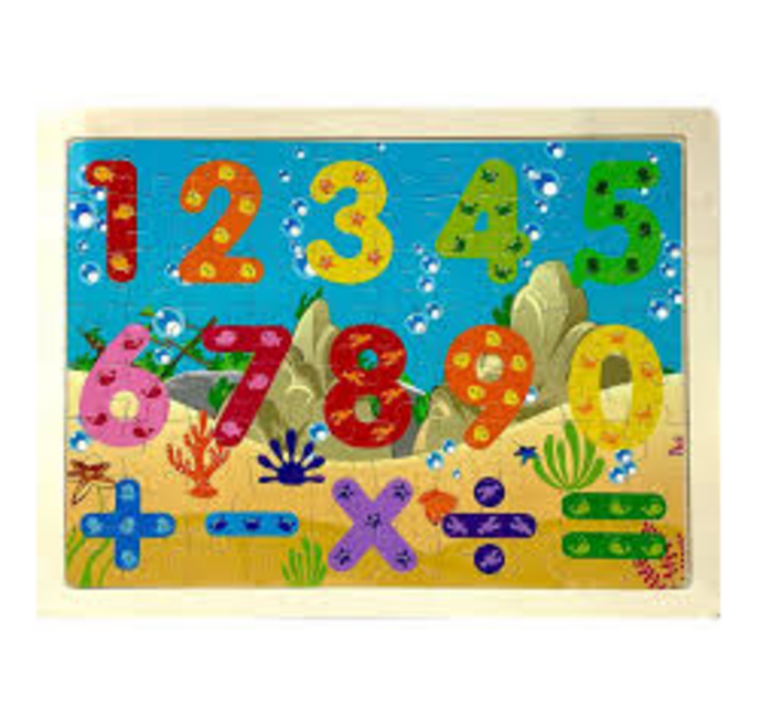 Wooden Jigsaw Puzzle - Numbers & Math Symbols