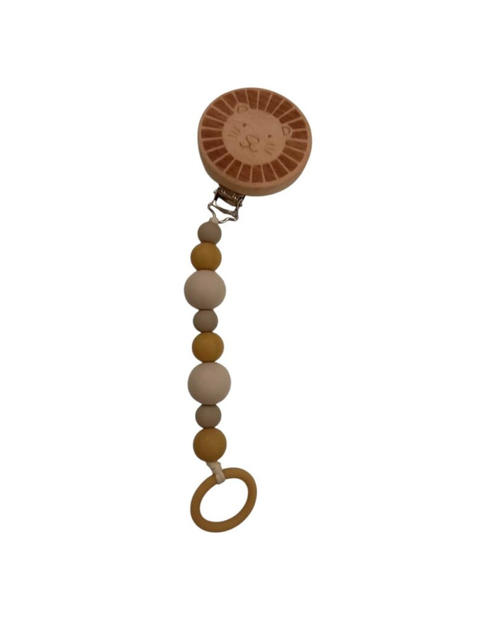 Wooden Lion Pacifier Clip