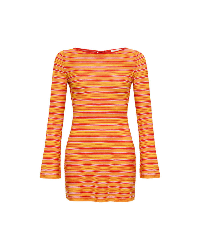 Off-model image of the LSPACE x The Salty Blonde Tita Dress in chili pepper stripe on a clean background.